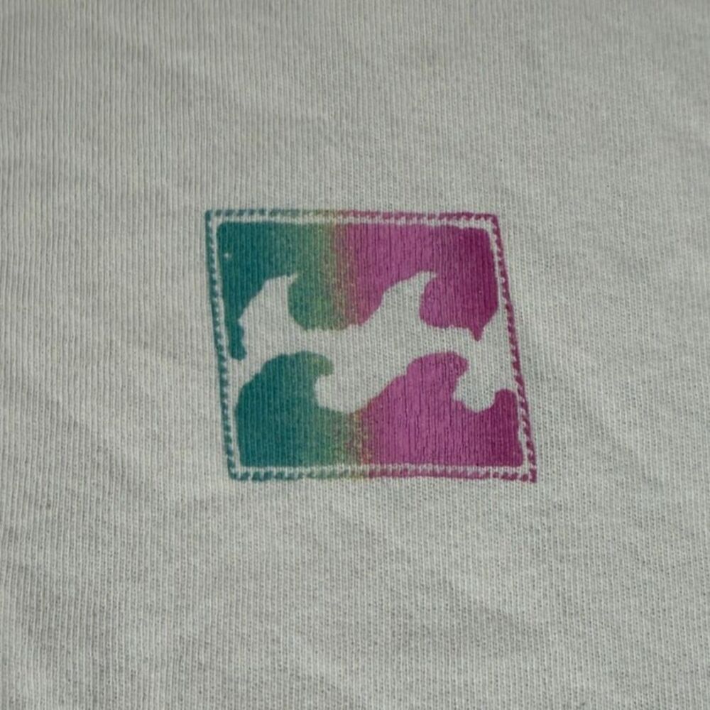 Billabong Cream Crewneck Sweatshirt Sleeve Print Surf Skate Y2K Pastel Ombre Log